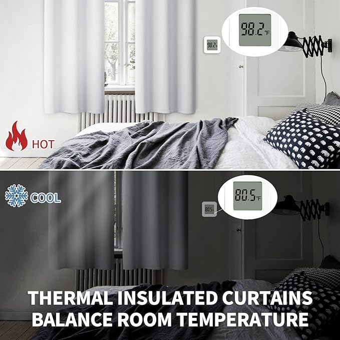 BGment Room Darkening Curtains for Bedroom - Grommet Thermal Insulated Window Treatments Light Blocking Curtains for Living Room, Each 46 x 84 Inch, Greyish White