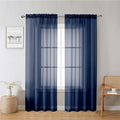 Lecloud Navy Blue Sheer Curtains 78 Inches Long 2 Panels, Light Filtering Voile Airy Curtains, Balance Light Privacy Window Treatments with Dual Rod Pocket for Bedroom Laundry Room, Each 42" W x 78" L