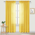 DWCN Yellow Sheer Curtains Semi Transparent Voile Rod Pocket Curtains for Bedroom and Living Room, 52 x 84 inches Long, Set of 2 Panels