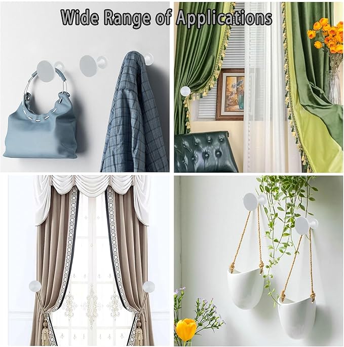 Curtain Tiebacks 2 Pack Curtain Holdbacks Zinc Alloy Curtain Tie Backs Wall Mounted with Screws, Decorative Curtain Hooks for Drapes Stylish White Curtain Holders for Home Office Decor