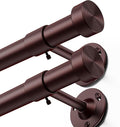 YaFex 2 Pack Heavy Duty Curtain Rods 32-60 Inch, 1 Inch Adjustable Curtain Rod for Windows, Bronze Short Window Treatment Rods Set with Aluminium Finials, Modern Design