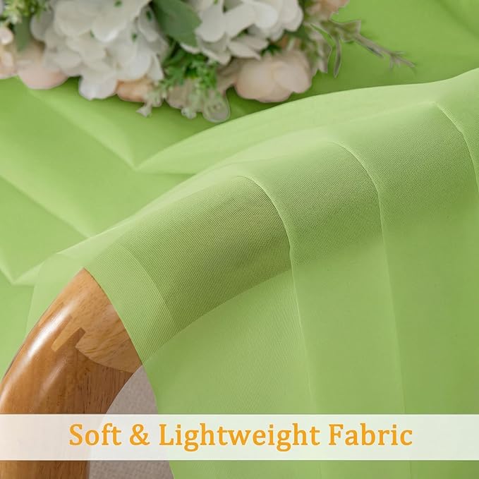 Gwine Extra Long Sheer Curtains 108 Inches Long - Light Filtering Rod Pocket Window Curtain Panels for Bedroom, Elegant Soft Voile Living Room Sheer Drapes, Each 42Wx108L, 9FT, 2 Panels, Lime
