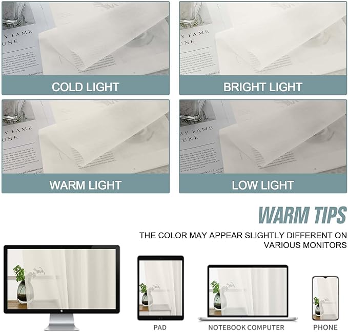 Ivory Sheer Curtains 84 Inches Long 2 Panels, Elegant Airy Transparent Light Filtering Window Curtains, Window Drapes for Living Room Bedroom, Top Dual Rod Pocket Design, 2x42Wx84L Inches