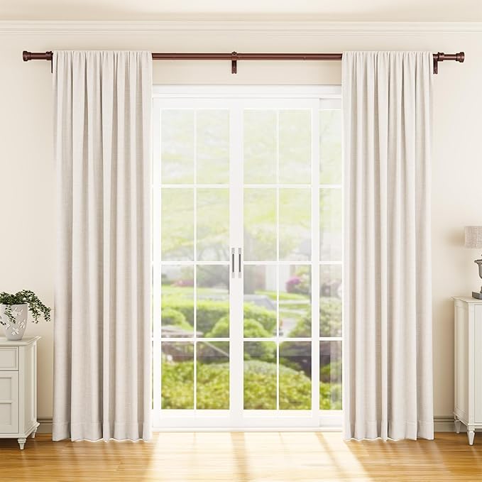 YaFex Curtain Rods 2 Pack 32-144 Inch, Heavy Duty 1 Inch Curtain Rod, Bronze Extra Long Adjustable Window Treatment Rods, Modern Design, Easy Installation