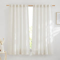 NICETOWN Semi Sheer Curtains 72 inches Long Linen Blend, Rod Pocket & Back Tab Window Treatments Privacy with Light Penetration Bedroom Curtains for Loft/Villa, Natural, W52 x L72, 2 Panels
