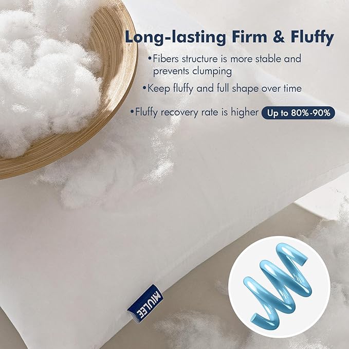 MIULEE Throw Pillows Inserts, Pack of 4 16x16 Inch 100% Virgin Fiber Filling Bed Couch Pillows