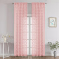 Chyhomenyc Blush Pink Sheer Curtains 96 Inch Length 2 Panels Set, Light Filtering Tufted Textured Soft Airy Rod Pocket Gentle Leaf Window Treatment Drapes for Bedroom Living Room, 42" Wx96 L, 2PCS