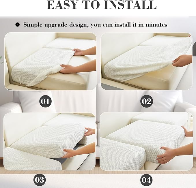 Sofa Covers Couch Covers for Sofa Pet Friendly Couch Cushion Covers Universal Sofa Covers Washable Stretch Slipcovers for Sectional Sofa (Texture Ivory White,Extra Large Single Seat Cover)