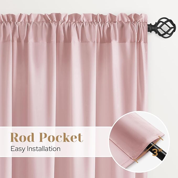 HOMEIDEAS Non-See-Through Light Pink Privacy Sheer Curtains, 30 X 36 Inches Long 2 Panels Sheer Curtains Light Filtering Window Drapes for Bedroom Living Room