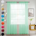 youleyar Solid Sheer Rod Pocket Curtain Voile Draperies 2 Panels White Beige Black Grey Coffee 52 Inch Width 90 Inch Long 1 Pair for Kitchen Bedroom Children Living Room Yard (Light Green,52Wｘ90L)