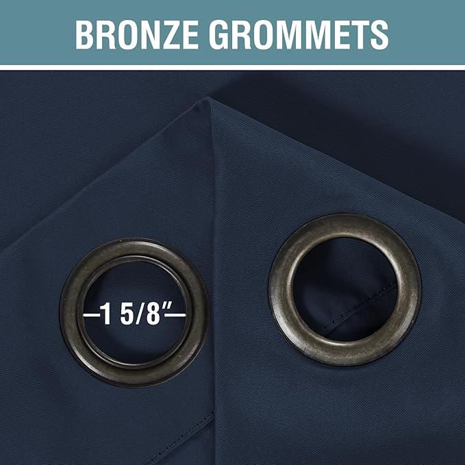 H.VERSAILTEX Thermal Insulated Blackout Curtains for Bedroom 63 Inches Long Grommet Window Treatment Panel for Living Room Energy Efficient Curtains - Solid in Navy Blue - One Panel, 52" W x 63" L
