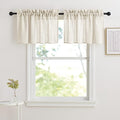 RYB HOME Window Toppers Valances - Semi Sheer Valances Pleated Rod Pocket Linen Textured Fabric Window Dressing for Kitchen, Kids Room Short Drapes, Warm Beige, W 52 x L 18 Each Panel, Set of 2