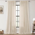 Apricot Linen Curtain 84 inch Length 2 Panels Set Back Tab Light Filtering Living Room Curtain Drapes Home Office Modern Minimalist Decor Farmhouse Boho Neutral Cream Semi Sheer Curtain 84 inch Long