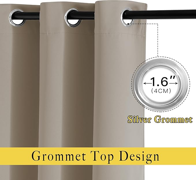 NICETOWN Insulated Curtains Blackout Draperies - Window Treatment Blackout Curtains/Drapes for Bedroom/Living Room Window (54 inches Long, 2 Panel Set, Taupe)