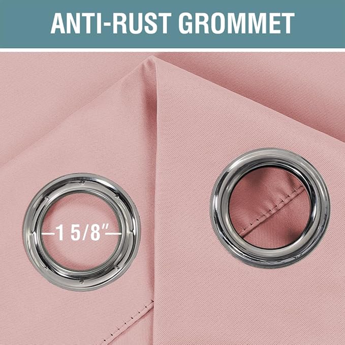 H.VERSAILTEX Blackout Curtain for Living Room Small Window Kitchen Blackout Curtains 45 inch Length Energy Saving Solid Grommet Blackout Drape, One Panel, Baby Pink, 52" W x 45" L