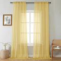 Gwine Extra Long Sheer Curtains 108 Inches Long - Light Filtering Rod Pocket Window Curtain Panels for Bedroom, Elegant Soft Voile Living Room Sheer Drapes, Each 42Wx108L, 9FT, 2 Panels, Yellow