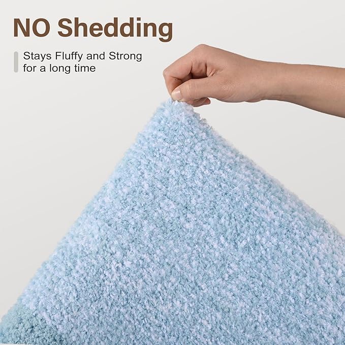 48x24 Long Bathroom Rugs Washable Non Slip, Light Blue Bath Mat for Bathroom Floor Tub, Soft Absorbent Quick Dry Mats for Shower, Bathtub,Home Decor