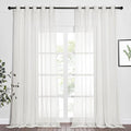 NICETOWN Beige Sheer Window Curtains Extra Long, Silver Grommet Light Filter Window Drapes Airy & Breathable Living Room Voile Panels Elegant for Flat/Apartment, W70 x L108