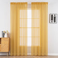 MIULEE 2 Panels Solid Color Sheer Window Curtains Elegant Window Voile Fall Panels/Drapes/Treatment for Bedroom Living Room (54X90 Inches Gold)