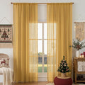 WAZZIO Boho Lace Curtains 108 Inches 2 Panel,Light Filtering Privacy Tassel & Geometry Crochet Semi Sheer Curtain Drapes for Bedroom Living Dining Room,Rod Pocket & Tassel,Mustard Yellow