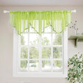 Molaxhome Swag Curtain 51 inch Length Rod Pocket Scalloped Curtain Valance Sheer Lace Panels with Hanging Crystal Beads for Kitchen Bedroom Window Treatments Drape Decor 1pc (Green, 51Wx23L)