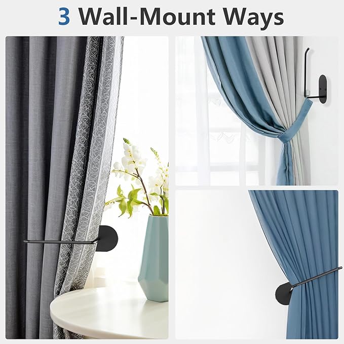 4 pcs Curtain tiebacks Hooks Screw-in, Curtain holdbacks Wall Mounted, Curtain Holders for Drapes, Curtain Pull Backs 304 Stainless Steels, Curtain Tie Backs