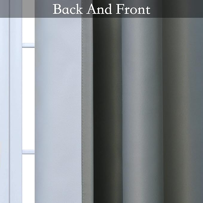 SimpleHome Ombre Curtains 42 x 63 Inch for Bedroom 2 Panels, Gradient Grey White to Grey Light Blocking Thermal Insulated Grommet Room Darkening Window Curtain/Drapes for Living Room