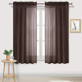 DWCN Brown Sheer Curtains Semi Transparent Voile Rod Pocket Curtains for Bedroom and Living Room, 52 x 63 inches Long, Set of 2 Panels