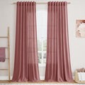 Canyon Rose Linen Curtains for Living Room 126 Inches Long Light Filtering Semi Sheer Curtain Back Tab Modern Farmhouse Decor Boho Girl Drapes Floor to Ceiling High Window for Bedroom 52x126, 2 Panels