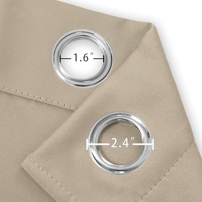 LEMOMO Khaki Thermal Blackout Curtains/52 x 95 Inch/Set of 2 Panels Room Darkening Curtains for Bedroom