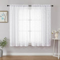 Chyhomenyc White Sheer Curtains 54 Inch Length for Living Room 2 Panels Set, Light Filtering Tufted Textured Soft Airy Rod Pocket Leaf Window Treatment Drapes for Bedroom, 42" Wx54 L, 2PCS
