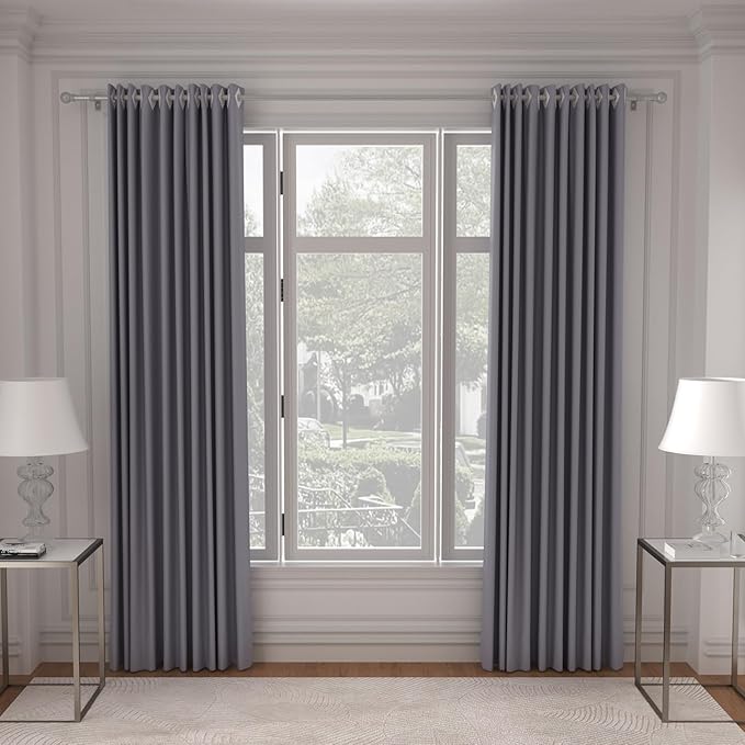 SMODBRODRE Curtain Rods for Window 32 to 120, Silver 5/8 inch Splicing Single Window Curtain Rod Set with Brackets