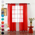 youleyar Solid Sheer Rod Pocket Curtain Voile Draperies 2 Panels White Beige Black Grey Coffee 52 Inch Width 90 Inch Long 1 Pair for Kitchen Bedroom Children Living Room Yard (Red,52Wｘ90L)