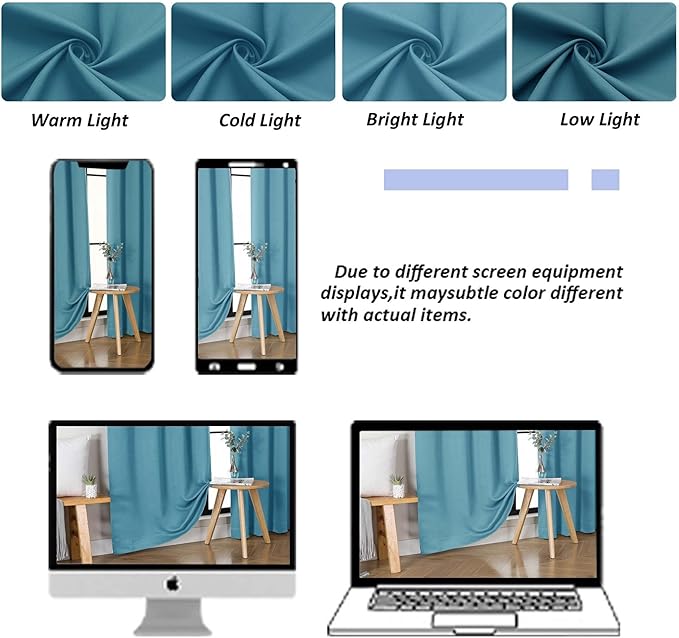 Simplebrand Ava Turquoise Blackout Curtains for Bedroom 63 Inch Length 2 Panels Set, Solid Thermal Insulated Energy Saving Rod Pocket Window Treatment Curtains Blackout Drapes, W40 x L63 Inch, Tur
