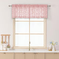 Chyhomenyc Blush Pink Sheer Valances for Windows 14 Inch Length 2 Pcs, Light Filtering Leaf Textured Cafe Short Kitchen Curtains, Top Small Curtain for Living Room Bedroom Basement, 42" W x 14" L