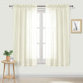 DWCN Ivory Sheer Curtains Semi Transparent Voile Rod Pocket Curtains for Bedroom and Living Room, 52 x 72 inches Long, Set of 2 Panels