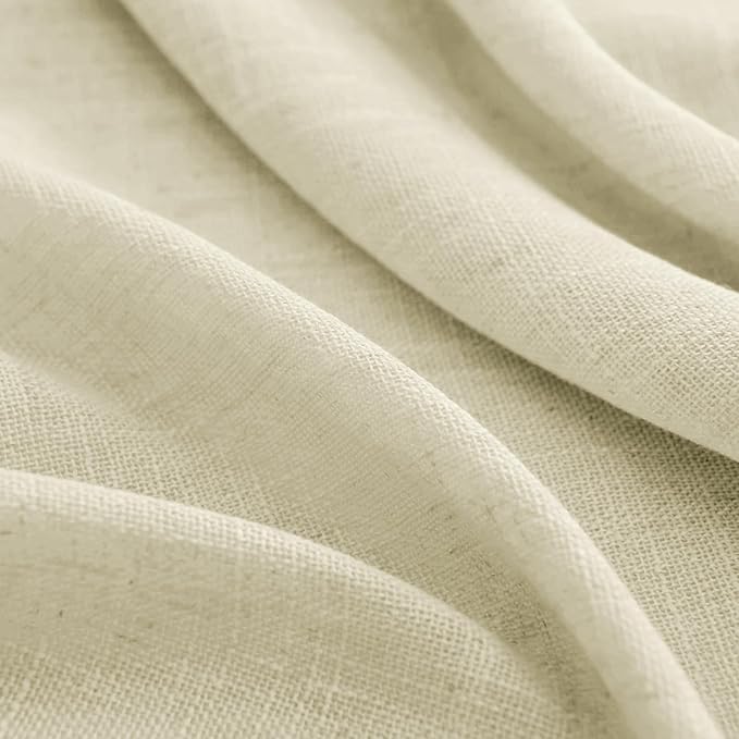 Joydeco Linen Curtains 90 Inch Length 2 Panels Set for Bedroom, Light Filtering Drapes for Living Room,Linen Blend Curtains 52 Inches Wide with Rod Pockets Back Tab (W52 x L90 Inch, Natural)