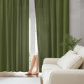 HOMEIDEAS Non-See-Through Olive Green Privacy Sheer Curtains, 52 X 84 Inches Long 2 Panels Sheer Curtains Light Filtering Window Drapes for Bedroom Living Room