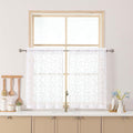 Chyhomenyc White Sheer Curtains 30 Inch Length, Light Filtering Leaf Tufted Textured Small Window Kitchen Curtain Over Sink, Short Half Window Curtains for Bathroom Basement, 30" Wx30 L, 2 Panels