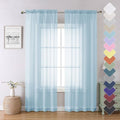 Lecloud Light Blue Sheer Curtains 84 Inches Long 2 Panels, Light Filtering Solid Voile Curtains for Living Room Bedroom, Dual Rod Pocket Gauzy Farmhouse Window Treatments, 40 W x 84 L Inch, Sky Blue