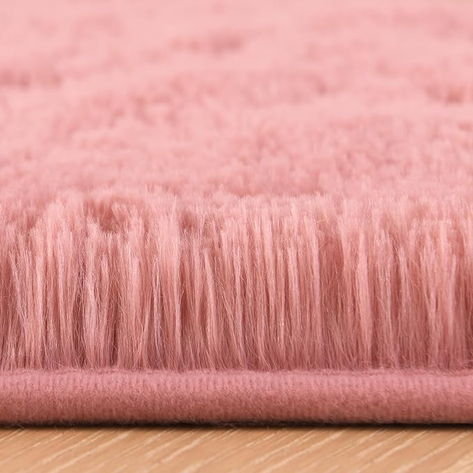 Chicrug Soft Runner Rug for Bedroom Living Room Plush Fluffy Rug 2x8 Feet, Shag Furry Runner Carpet Non Shedding for Nursery Children Kids Girls Room Home Decorative, Blush