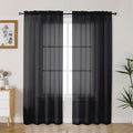 Gwine Black Sheer Curtains 72 Inches Long 2 Panels, Light Filtering Sheer Curtains for Living Room, Rod Pocket Window Treatments Drapes, Each 42" Wx72 L