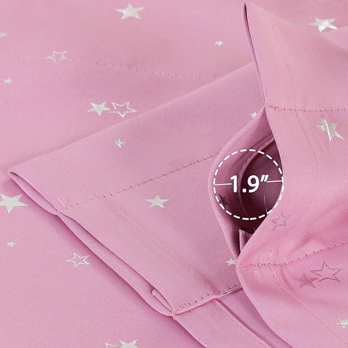 H.VERSAILTEX Blackout Curtain Valances for Kitchen Window/Living Room/Bathroom Privacy Added Rod Pocket Home Decoration Winow Valance, 52" W x 18" L, Glitter Stars in Pink Base