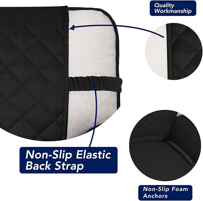 PureFit Reversible Quilted Sofa Cover, Water Resistant Slipcover Furniture Protector, Washable Couch Cover with Non Slip and Elastic Straps for Kids, Dogs, Pets (Oversized Loveseat, Black/Beige)