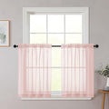 Blush Kitchen Curtains 30 Inch Length Tier 2 PCS, Solid Soft Airy Half Curtains for Windows, Blush Sheer Rod Pocket Drapes for Bathroom Basement Small Window, 42" Wx30 L Inches