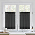 DWCN Sheer Curtains Semi Transparent Voile Rod Pocket Curtains for Bedroom and Living Room, Black, 42 x 36 inches Long, Set of 2 Panels