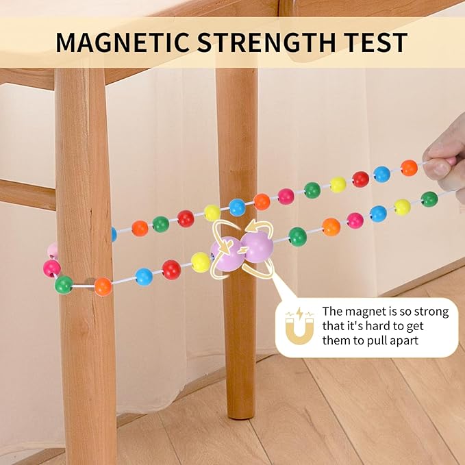KLOGTSIND Magnetic Curtain Tiebacks, 6 Pack Curtain Holdbacks for Draperies, Wood Bead Curtain Tiebacks, Elegant Curtain Tie Backs for Bedroom Decor, Boho Room Decor, Nursery Decor, Farmhouse Décor