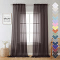 Lecloud Chocolate Sheer Curtains 96 Inches Long 2 Panels, Voile Breathable Sheer Curtain for Windows, Soft Transparent Curtains for Living Room Bedroom Rod Pocket, Each Panel 42 X 96 Inch