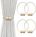 Melaluxe 4 Pack Magnetic Curtain Tiebacks, Decorative Curtain Holdbacks for Window Décor (Beige)