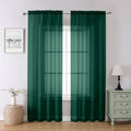 Lecloud Hunter Green Sheer Curtains 84 Inches Long 2 Panels Set, Rod Pocket Window Curtains for Living Room Bedroom, Airy Lightweight Voile Transparent Drapes Home Decor, Each Panel 42 X 84 Inch